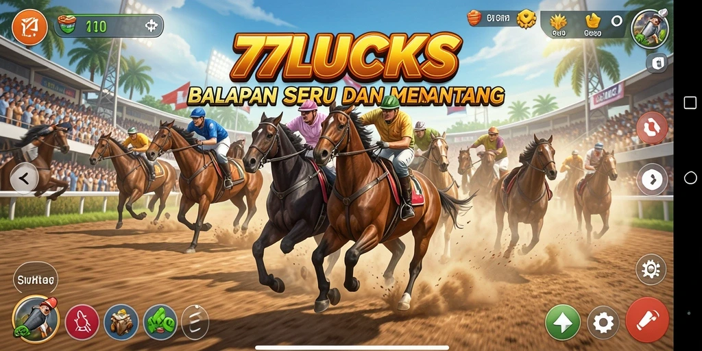 Gameplay menegangkan di lintasan balapan 77LUCKS.