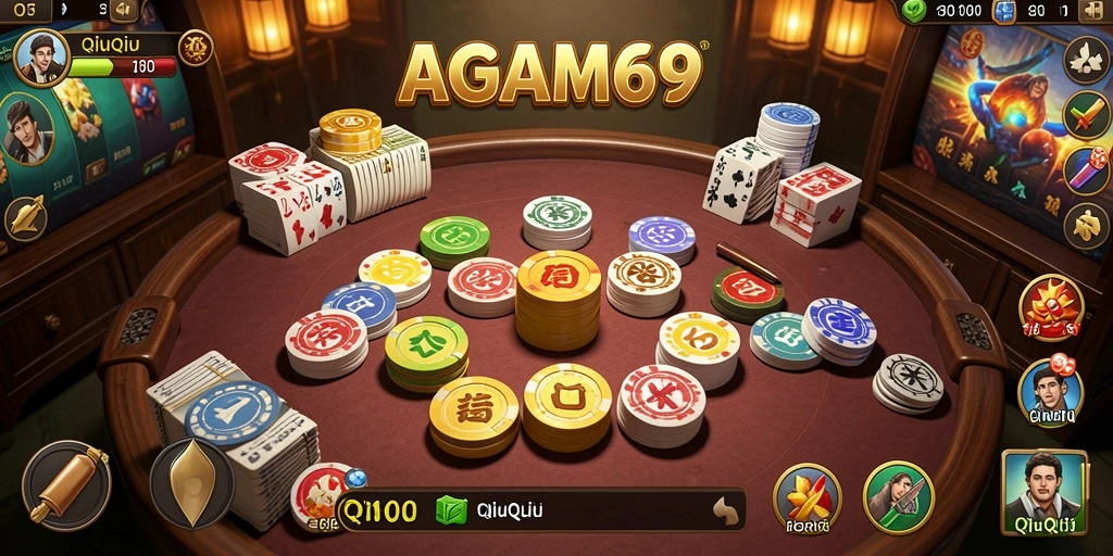 Tampilan menarik dari gameplay QiuQiu di AGAM69.