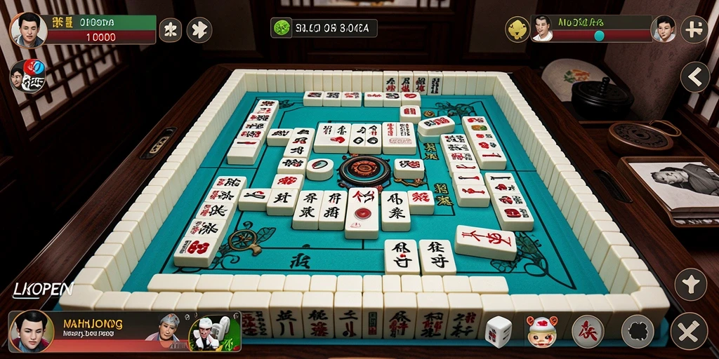 Screenshot LKOPEN menampilkan gameplay Mahjong yang mendebarkan dan interaktif.