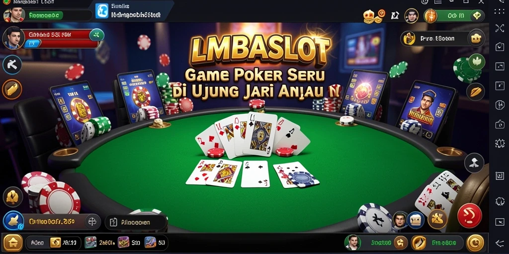 Screenshot gameplay seru dari LMBASLOT yang menampilkan pengalaman Poker.