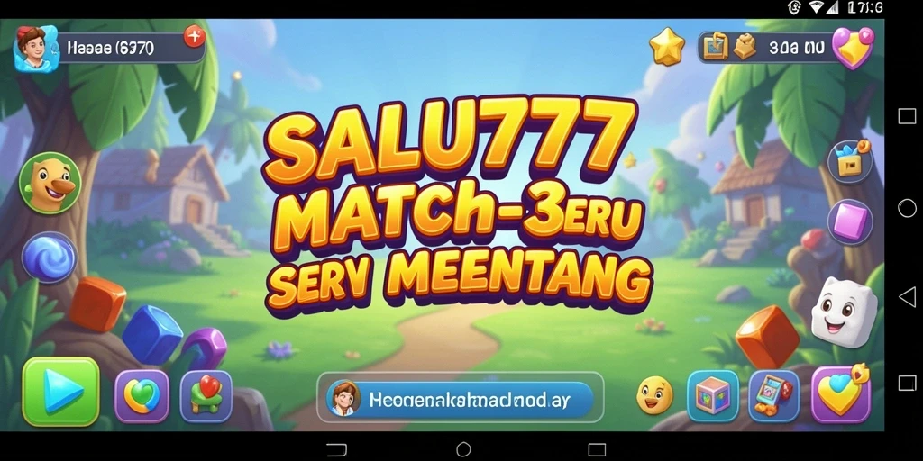 Tangkapan layar menunjukkan gameplay Match-3 yang seru dan penuh warna.