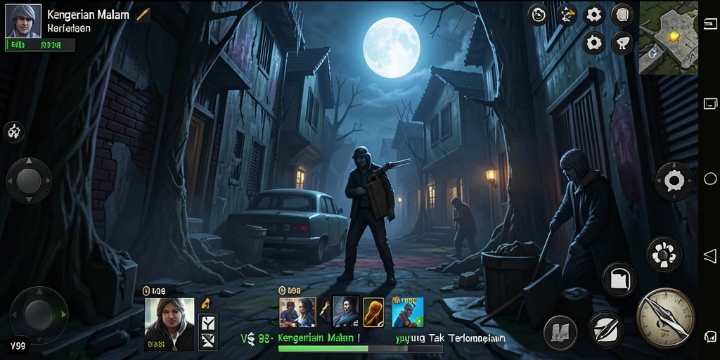 Screenshot menampilkan aksi menegangkan dalam game V98.